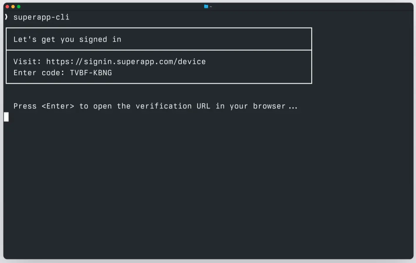CLI auth with Device Flow