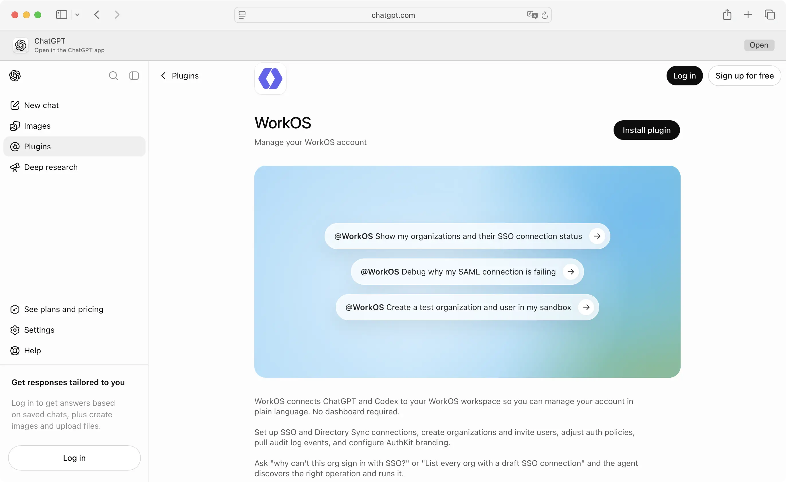 Screenshot of ChatGPT plugin directory.