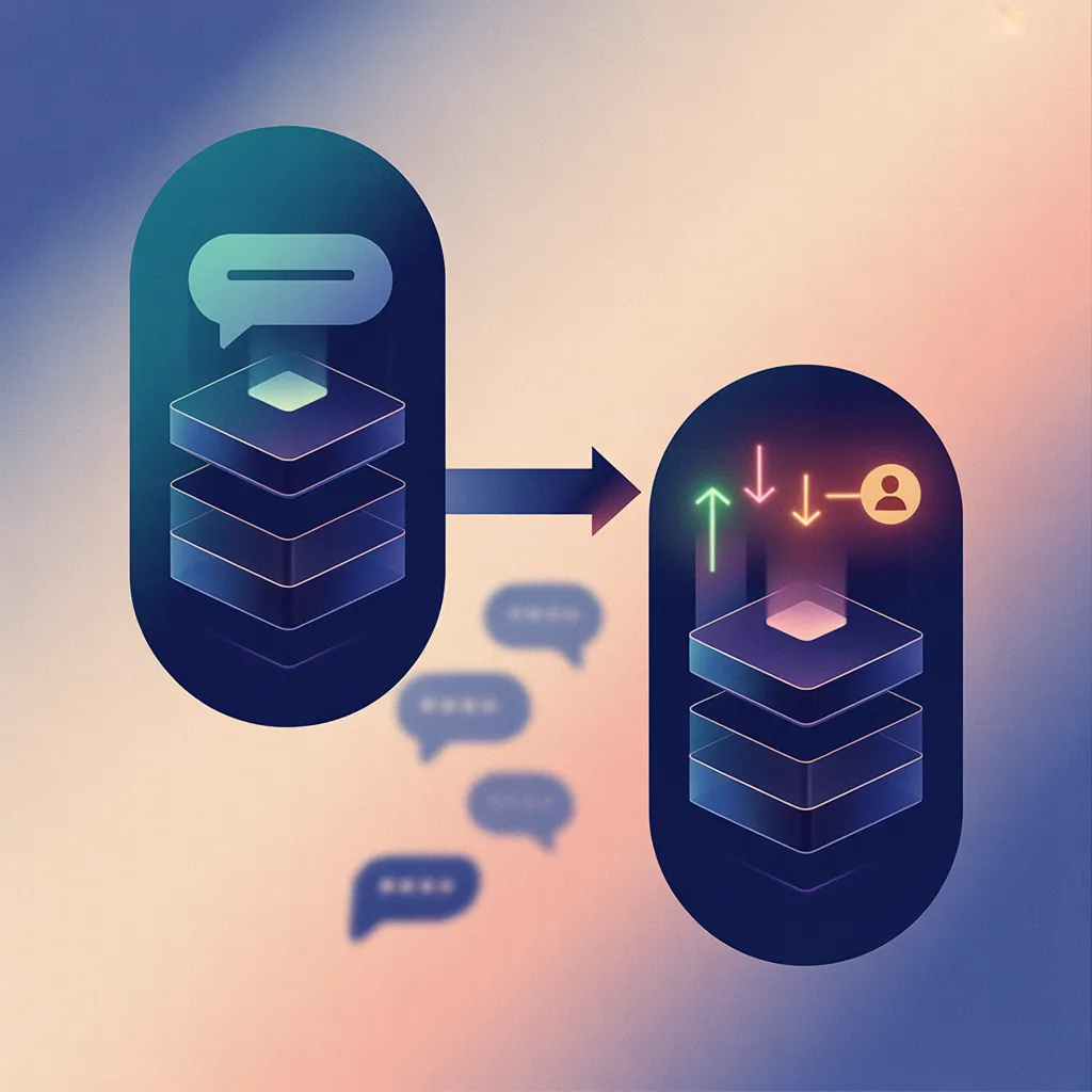 A governance component moves from a chat application toward a standalone application with decision paths.