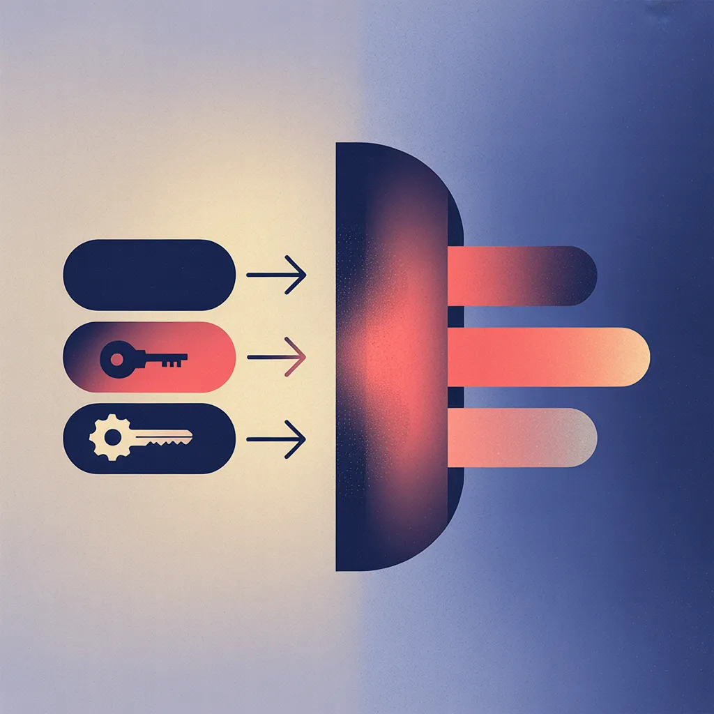 Diagram showing three caller inputs with a key and gear icon flowing through a gateway into three capacity bars of varying lengths.