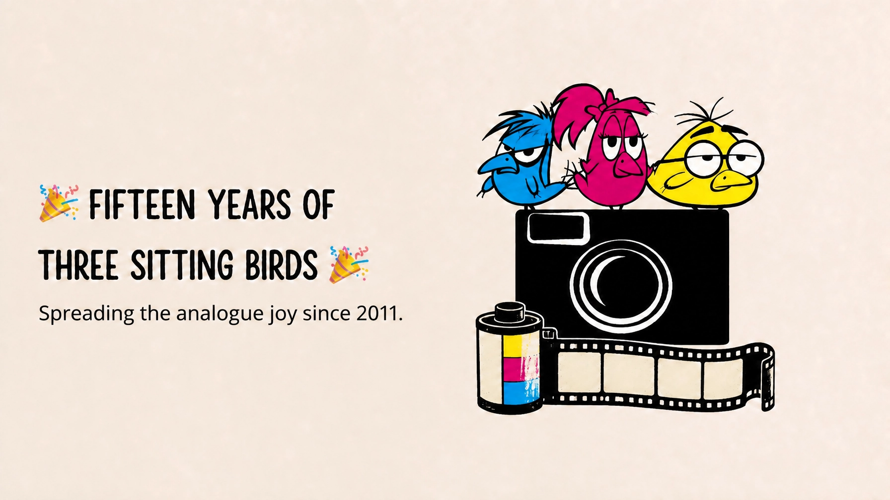 Fifteen years of Three Sitting Birds banner