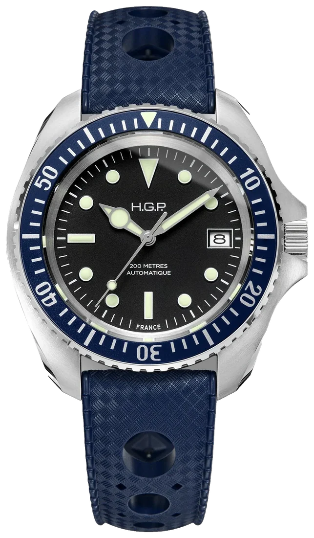 Diver 200 Automatic, lunette bleue, bracelet caoutchouc Tropic