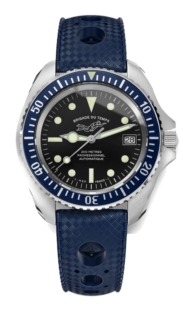 Diver 200 Automatic, lunette bleue, bracelet caoutchouc Tropic bleu