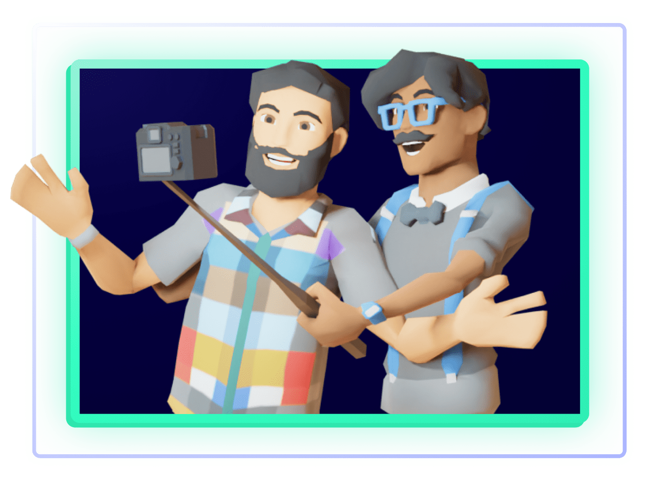 Two Immerse avatars take a selfie together.
