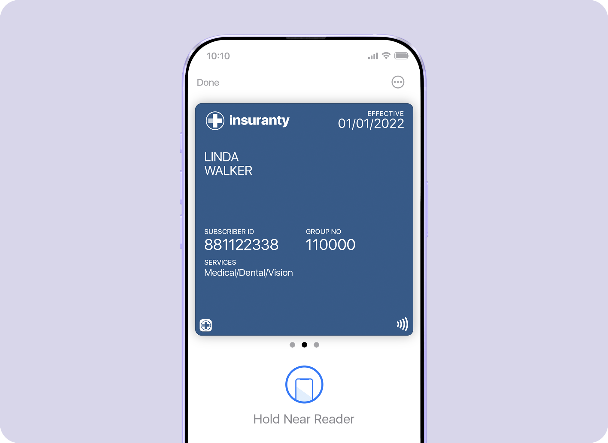 Mobile wallet ID card pass displayed on a smartphone