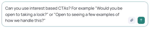 Example chat message asking for interest-based CTAs
