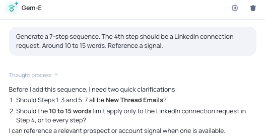 Typing a plain-English request into the chat