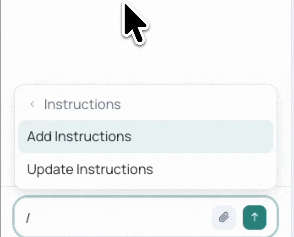 The Instructions submenu with Add Instructions and Update Instructions