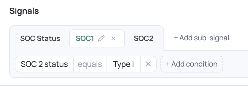 Adding a sub-signal and setting its field condition