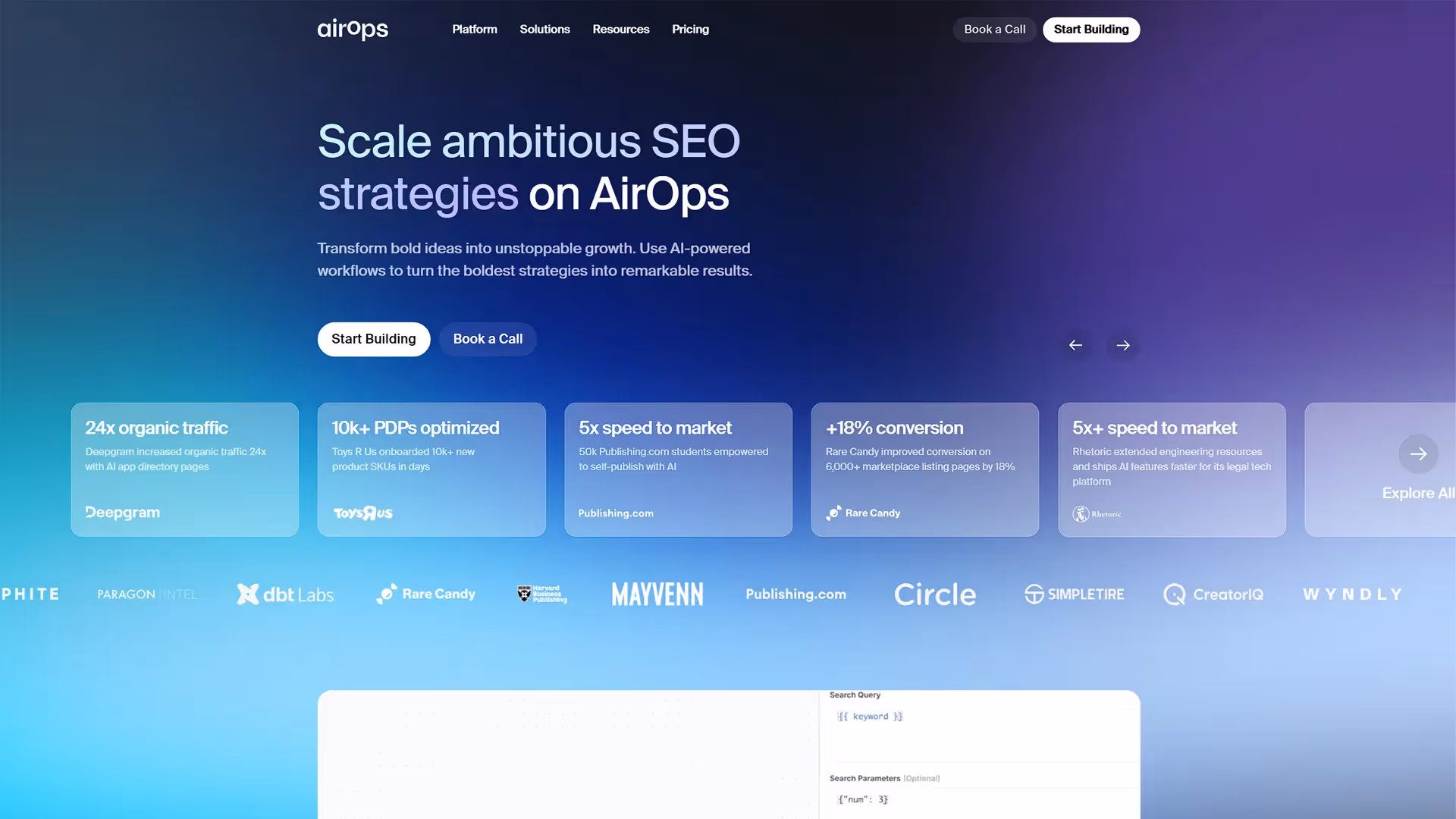 AirOps Start Building page