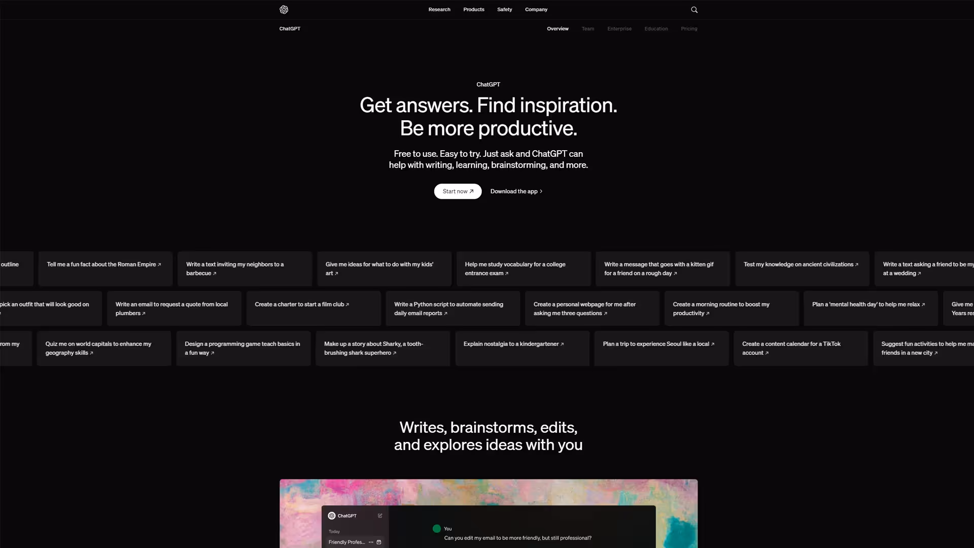 ChatGPT Homepage