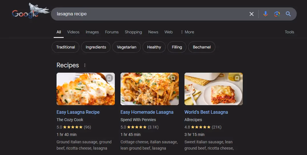 Showcasing Recipes