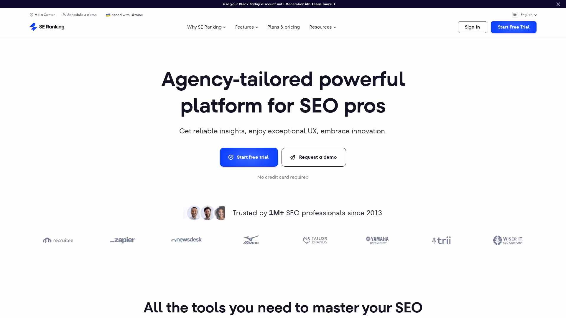 SE Ranking Homepage