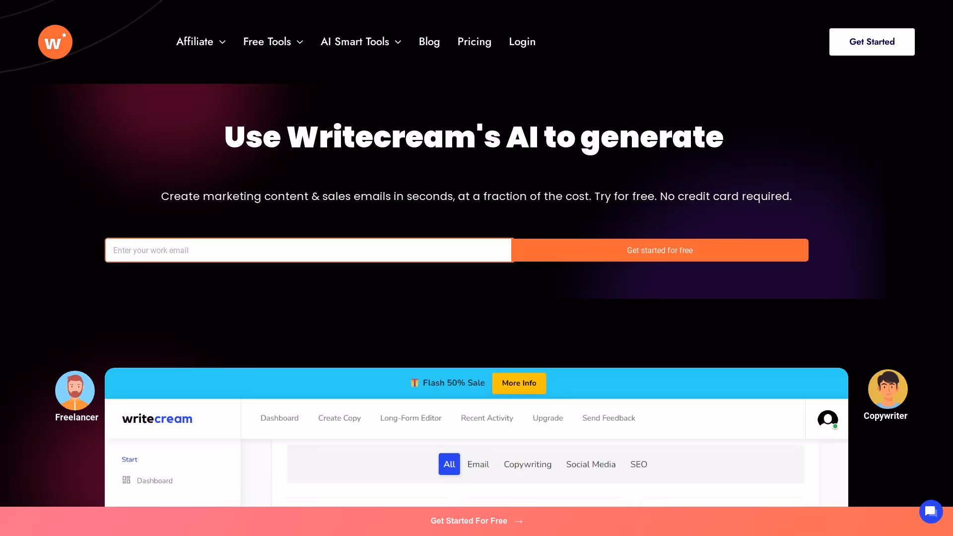 Writecream Homepage