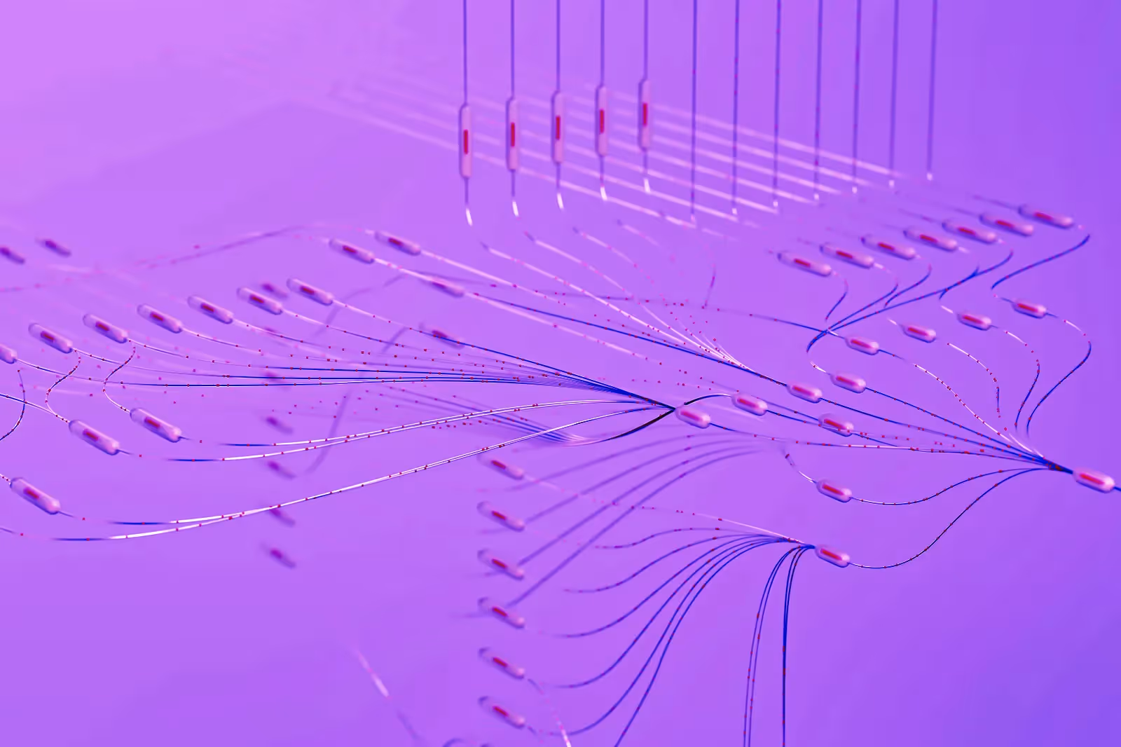 A neural network dimension set against a purple backdrop