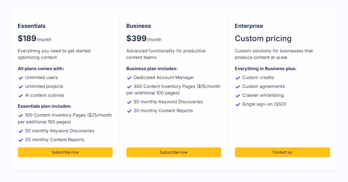 Clearscope Pricing