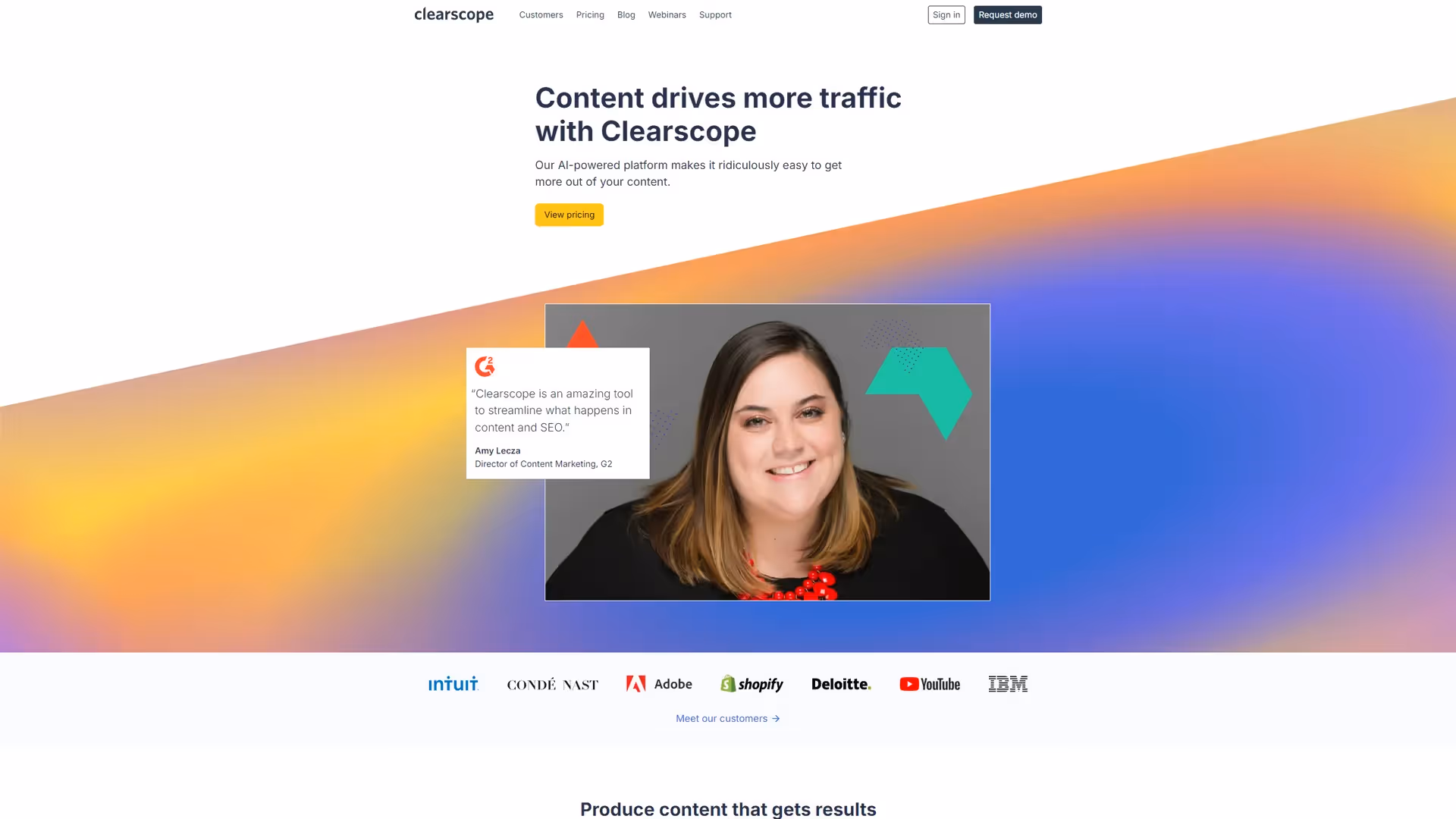 Clearscope Homepage