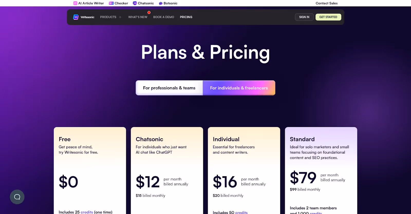 Chatsonic Pricing