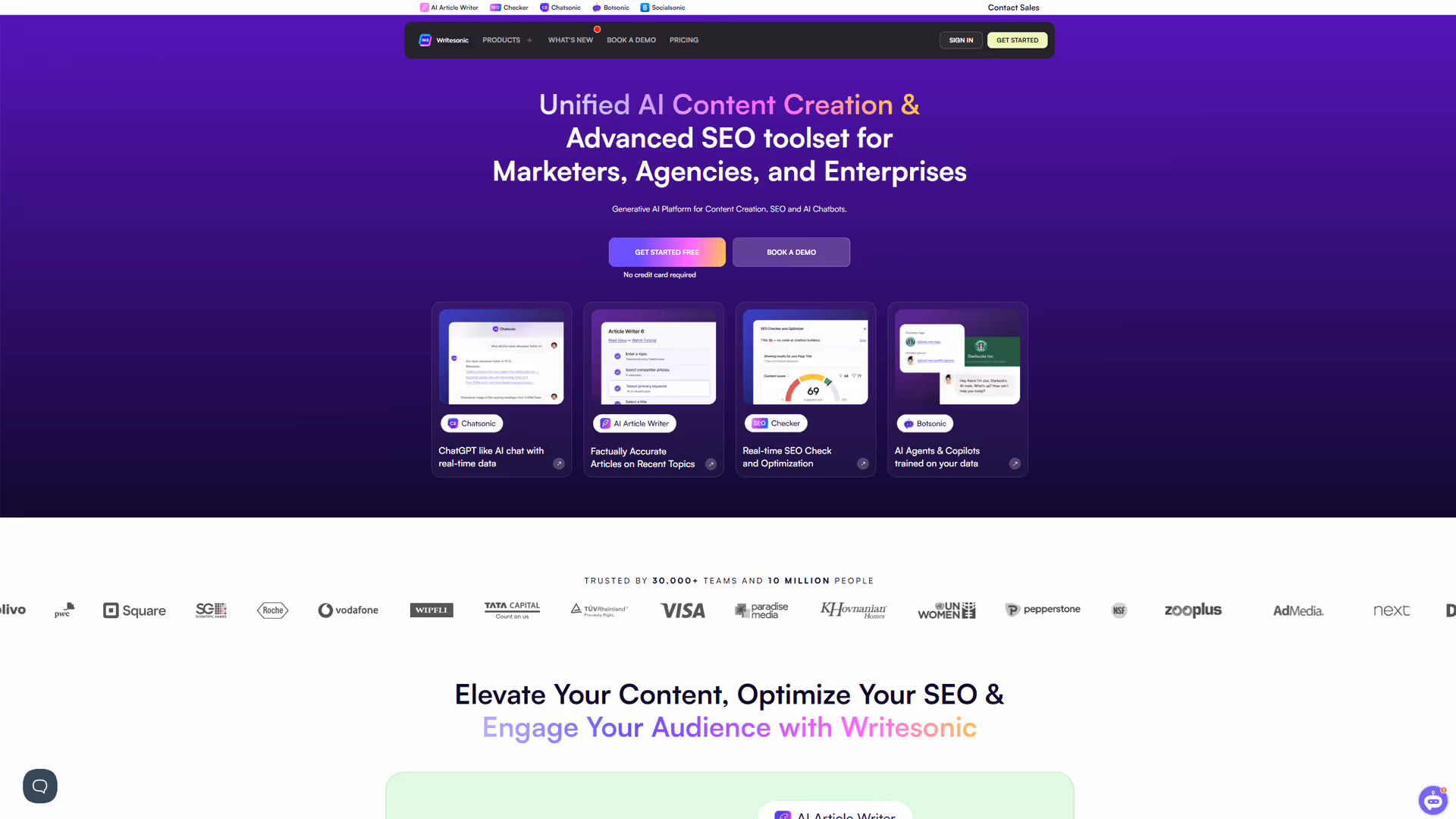 Writesonic Homepage