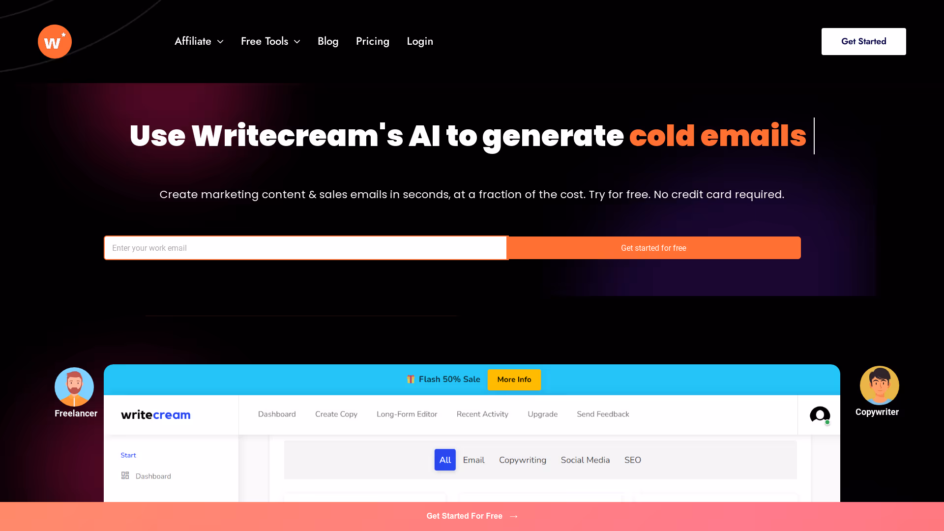 Writecream Homepage