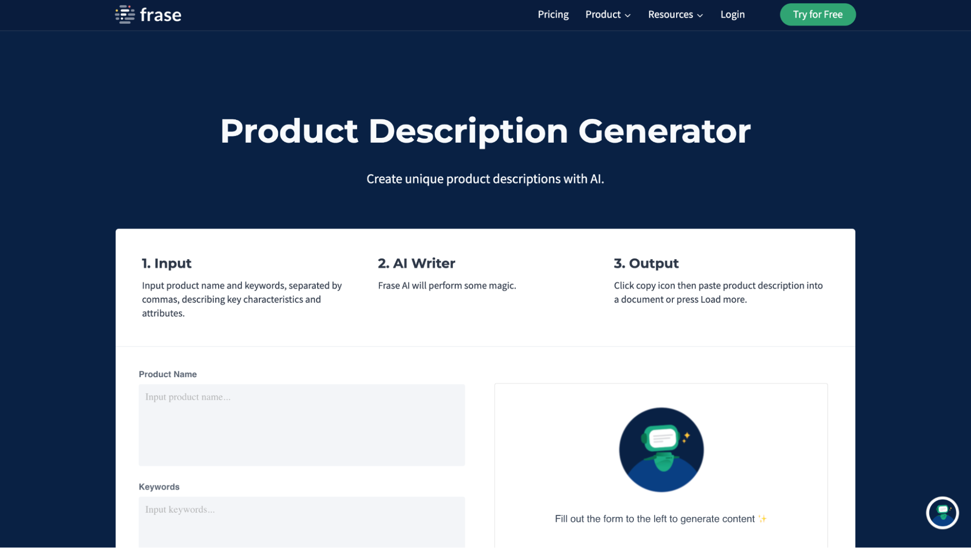 Frase Product Description Generator