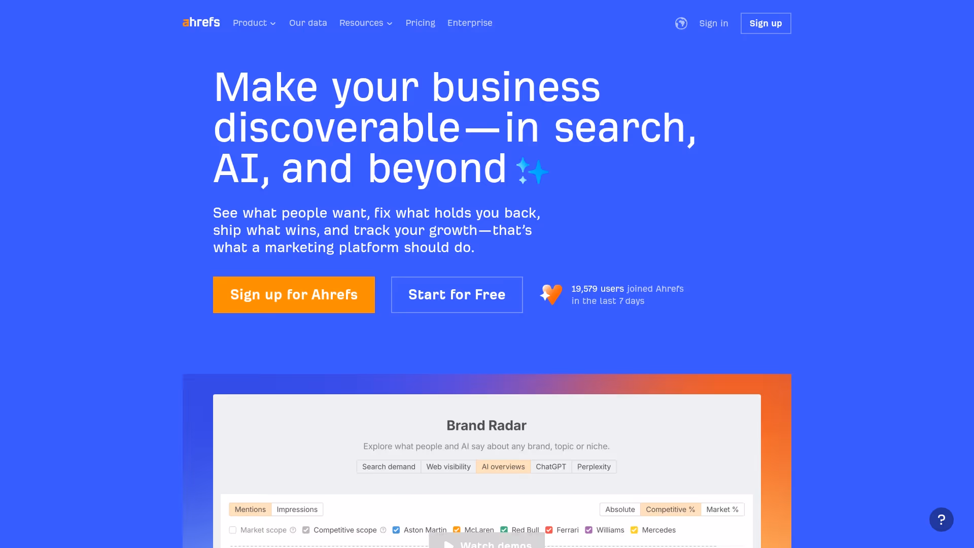 Ahrefs Brand Radar Screenshot