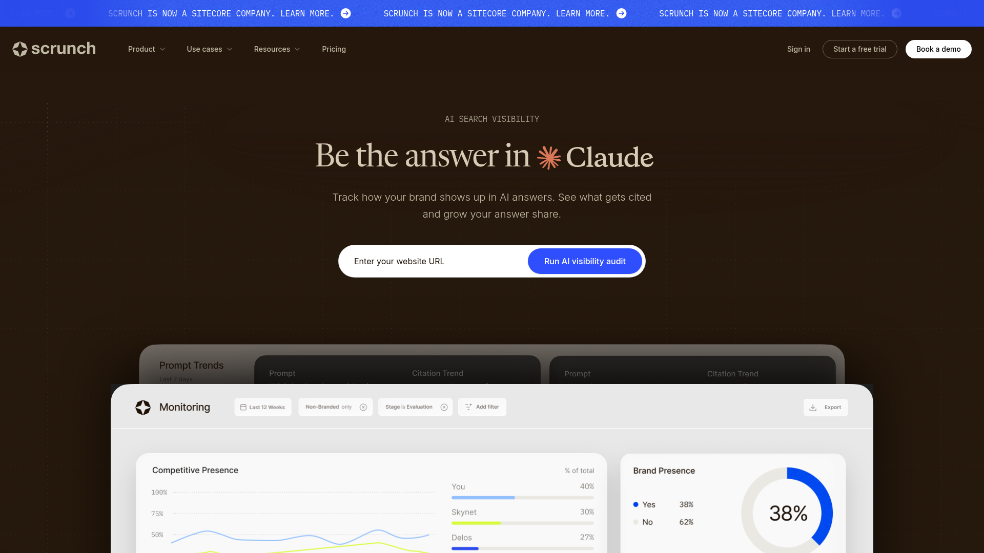 Scrunch monitoring and citations dashboard