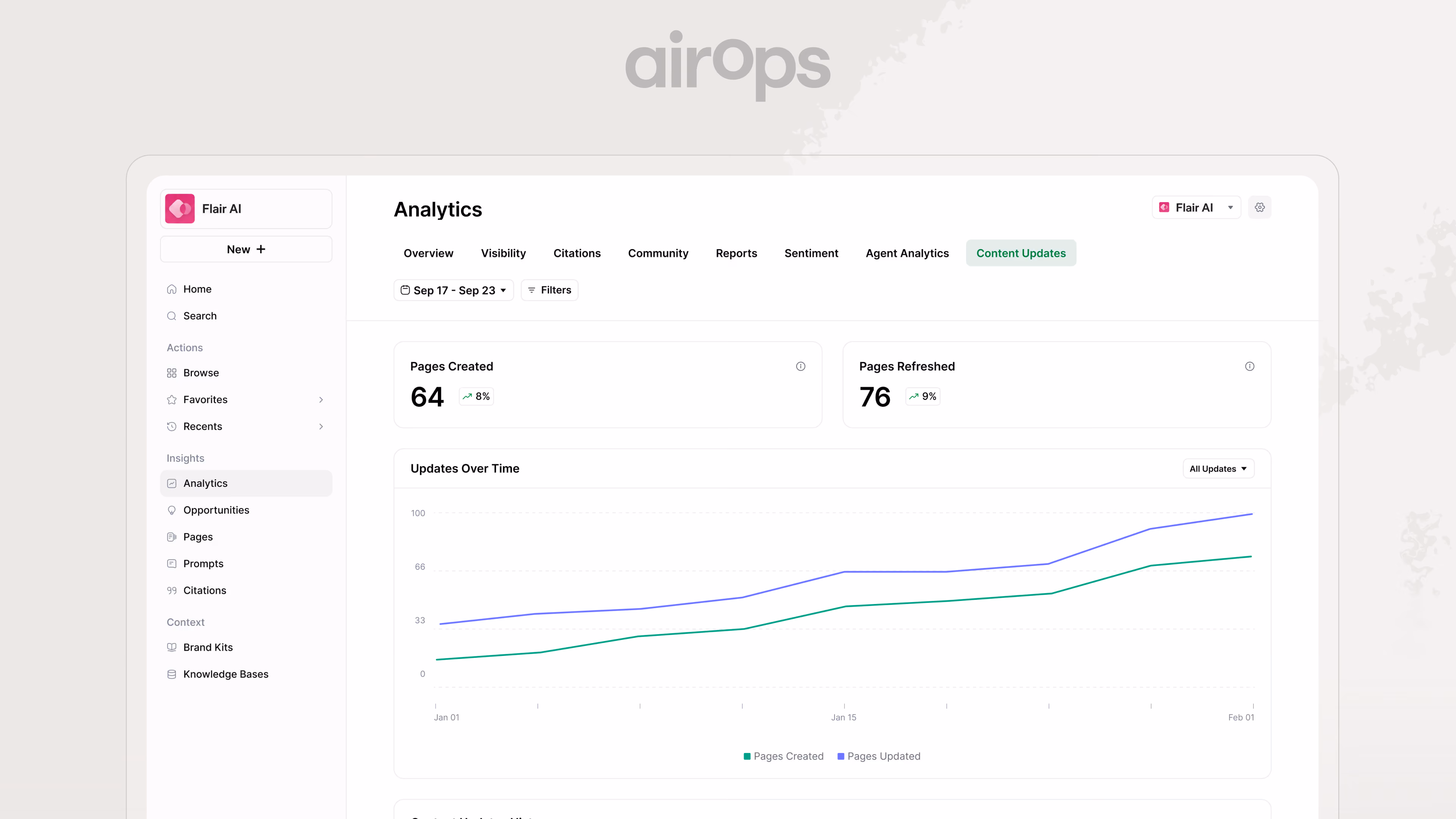 AirOps Content Updates product screen