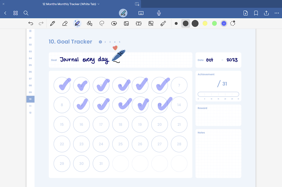 homework tracker goodnotes