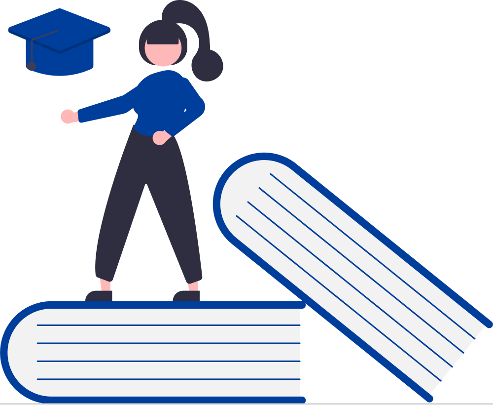 Women giving course material to students