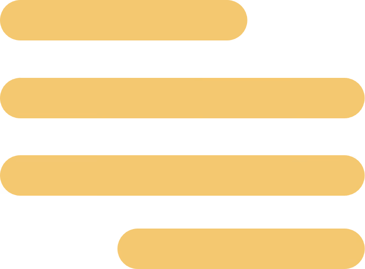 Four horizontal yellow rounded bars of varying lengths stacked vertically on a transparent background.