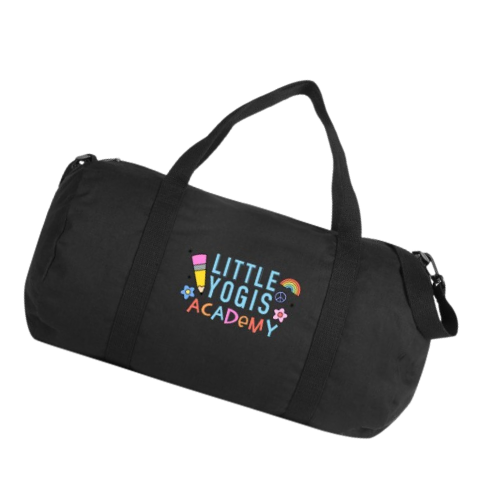 a Little Yogis Academy duffle bag