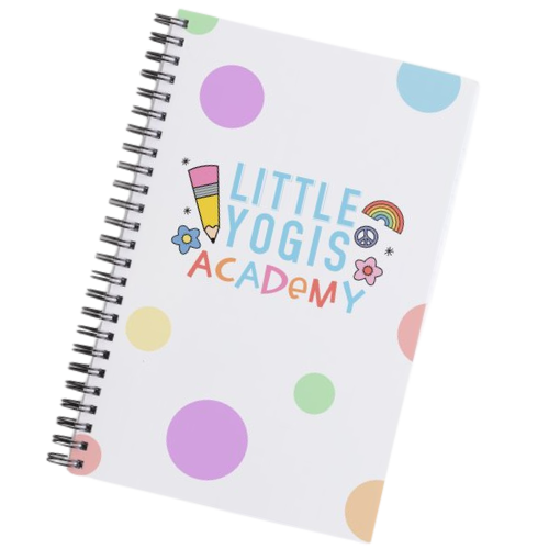 a Little Yogis Academy notebook