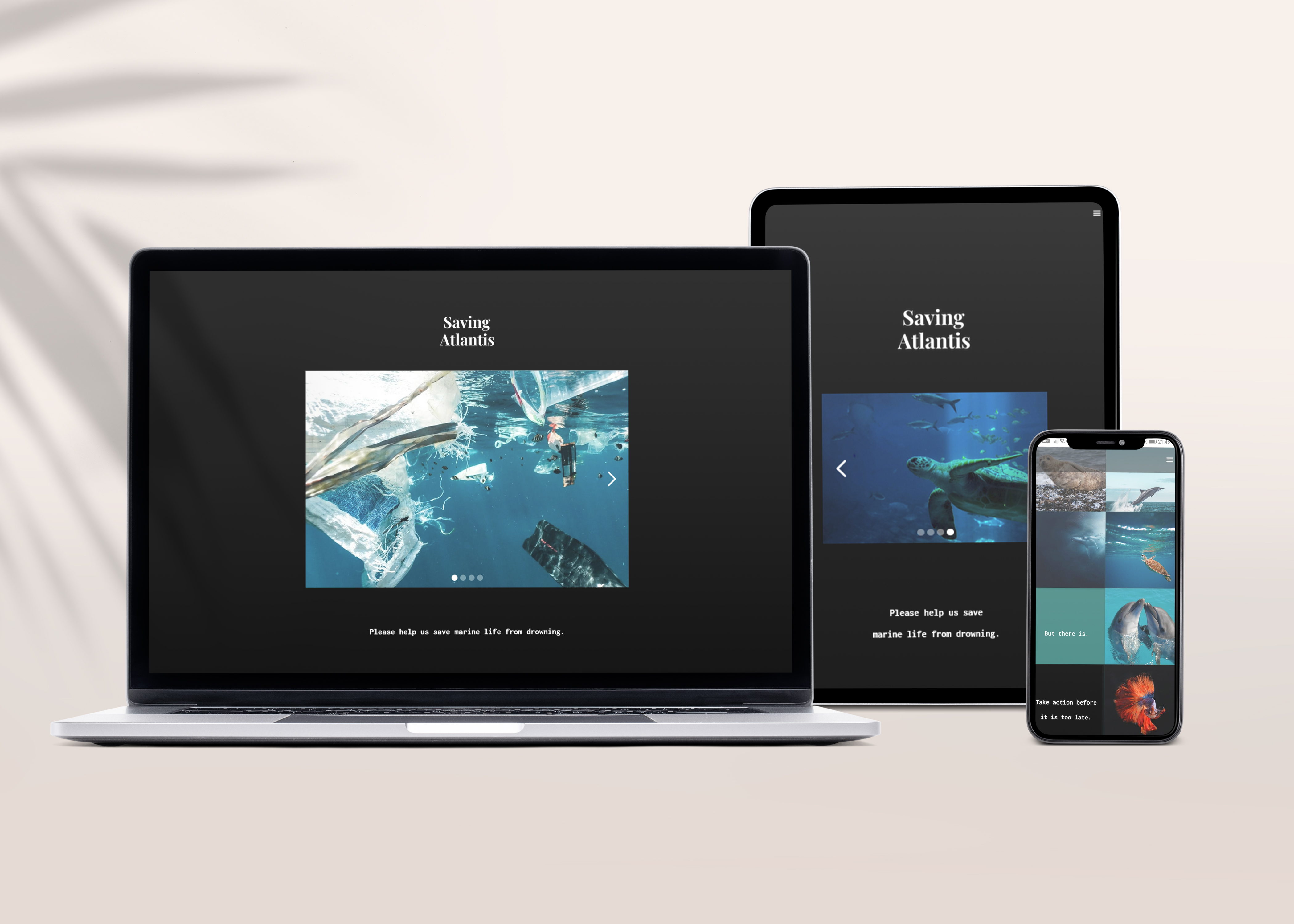 Website design mockups shown on different screens