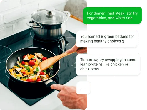 Person cooking with product overlay