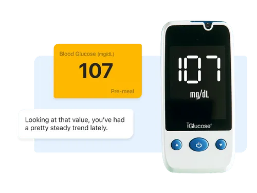 Glucometer with chat overlay