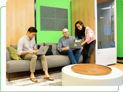 Team members chatting