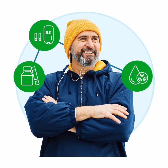 Man smiling with Icons