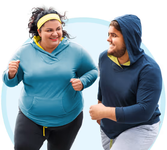 Man and woman running together