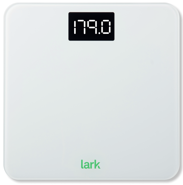 The Lark connected smart scale with its digital display.