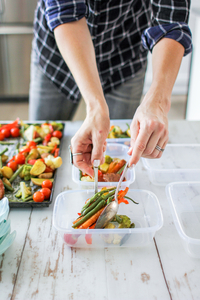 Swap more vegetables and protein for pasta for balanced meals to hit your goals. 