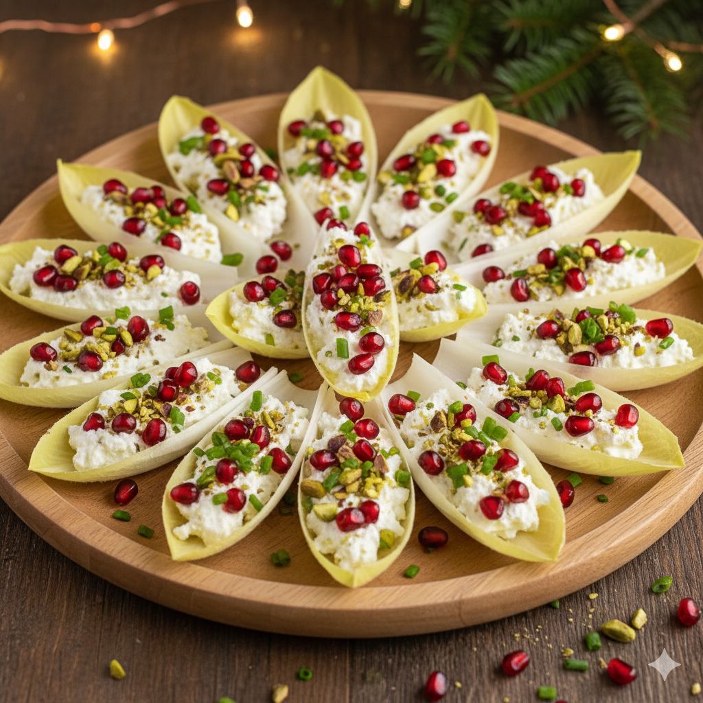 These delicious and beautiful endive spears have creaminess and crunch