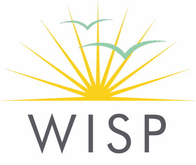 WISP logo picturing a sun with two birds