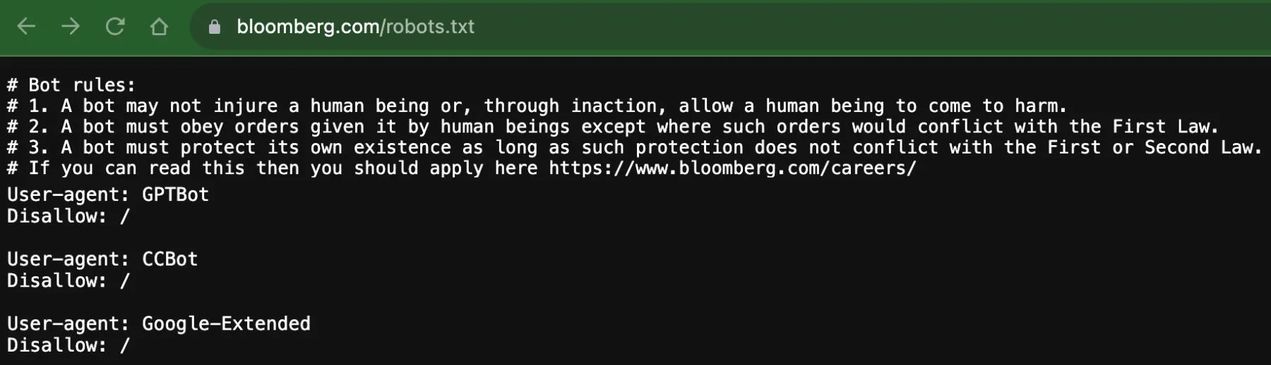 Le média d'information américain Bloomberg bloque GPTBot d'OpenAI