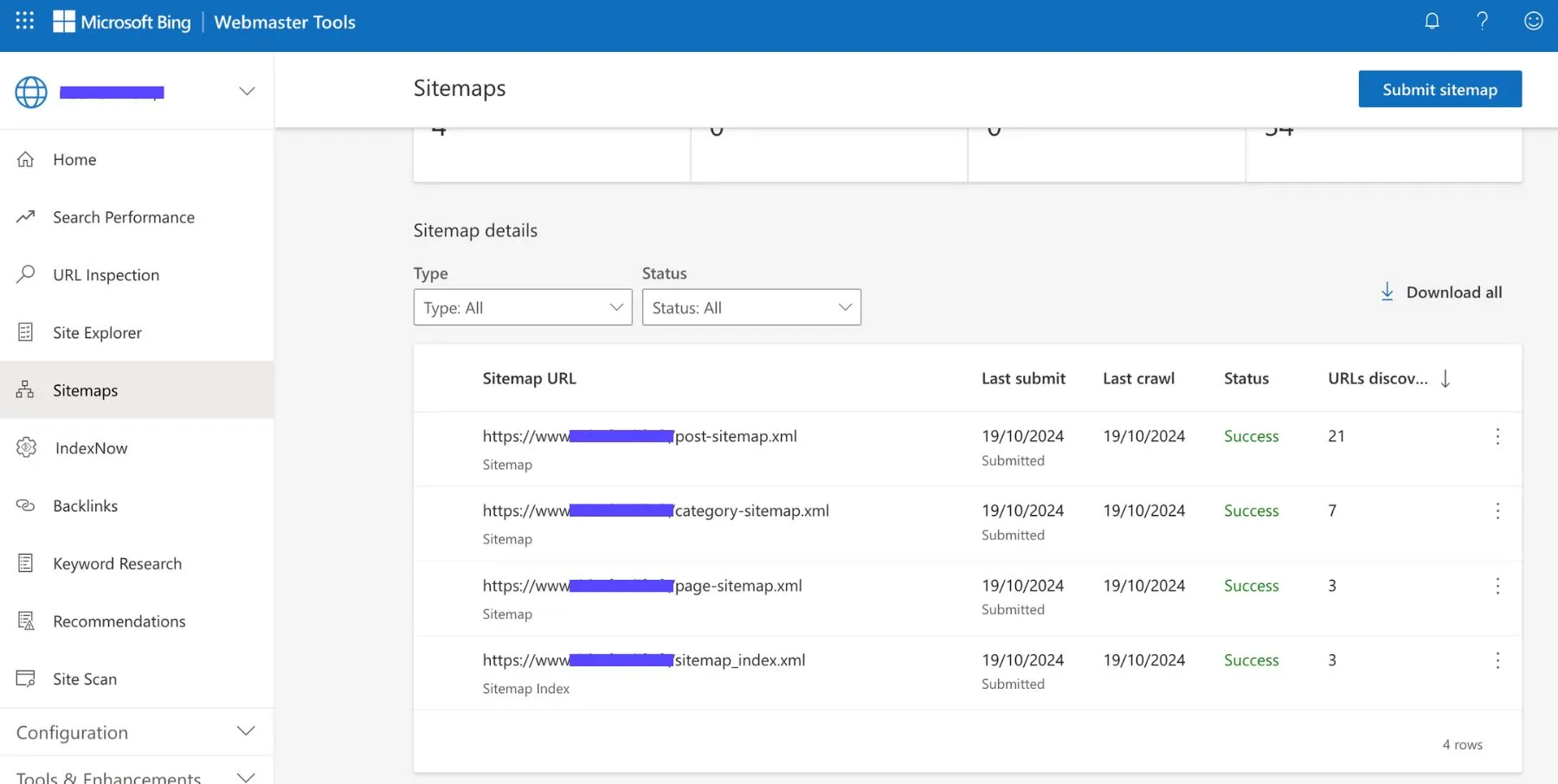 Localiser le sitemap d'un site grâce à la Bing Webmaster Tools