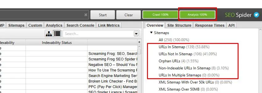 Identification de pages orphelines avec Screaming Frog
