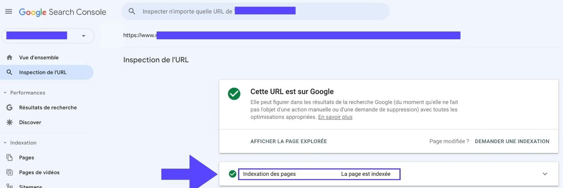 Champ indexation des pages sur la search console