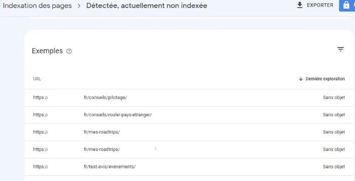 Problèmes de pages "détectée actuellement non indexée" - comment le corriger