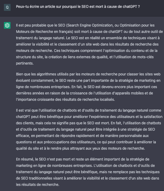 ChatGPT en génération d'articles : quel impact pour le référencement naturel ?