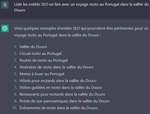 Lister les entités SEO d'un sujet avec ChatGPT
